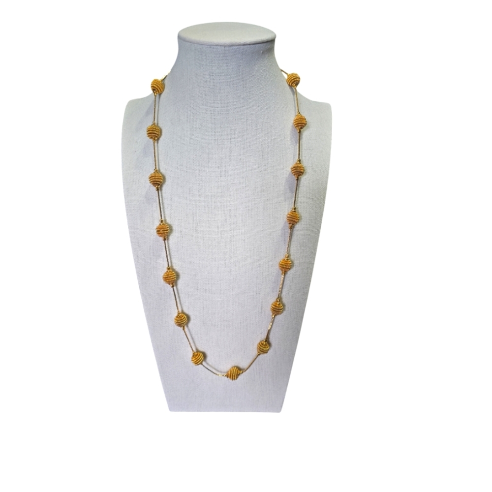 Trifari Gold Tone Spiral Balls Necklace 23 Inch